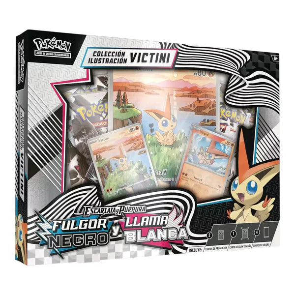 Caja Colección Ilustración de Victini Fulgor Negro y Llama Blanca